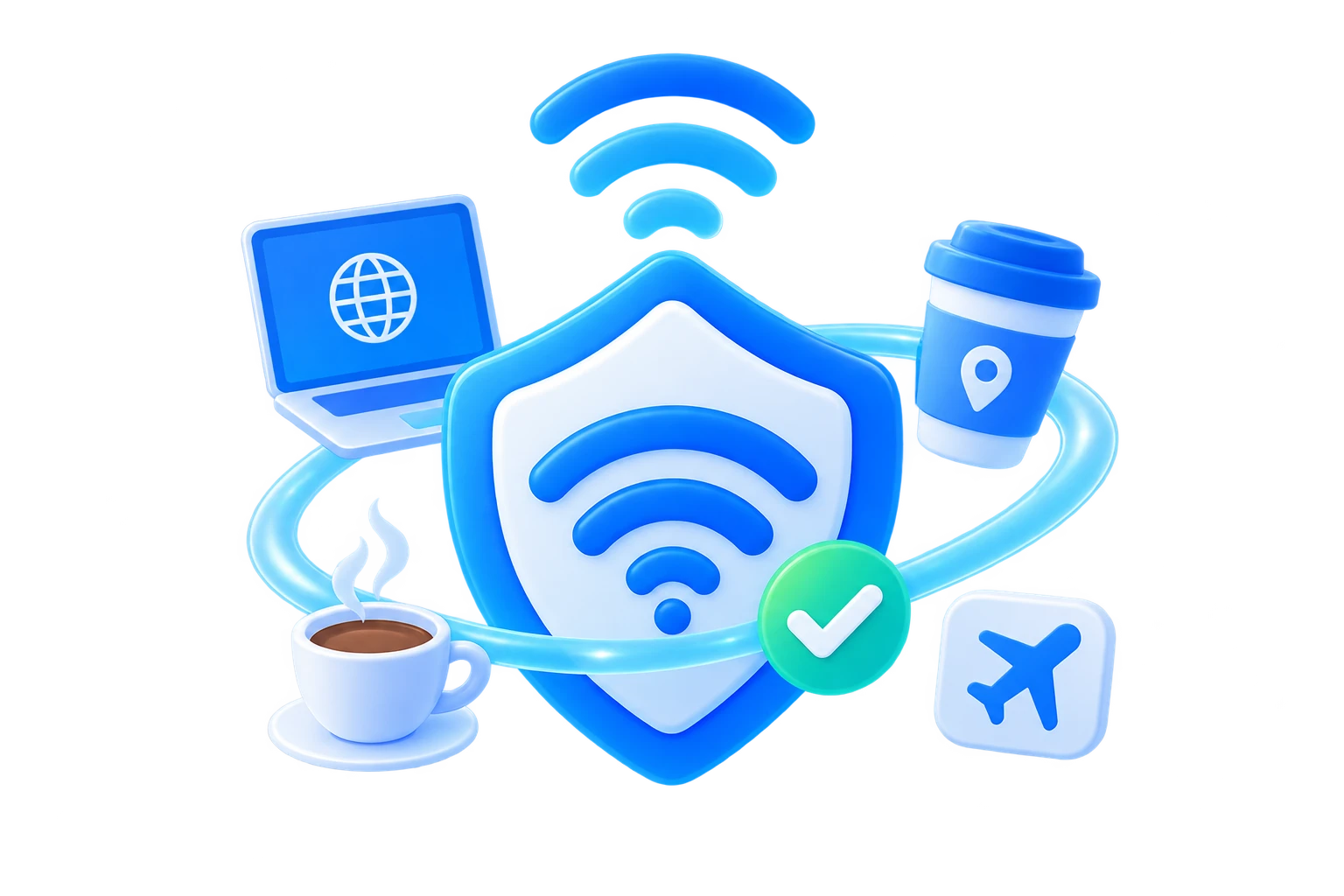 Aquila VPN protecting a connection on public Wi-Fi